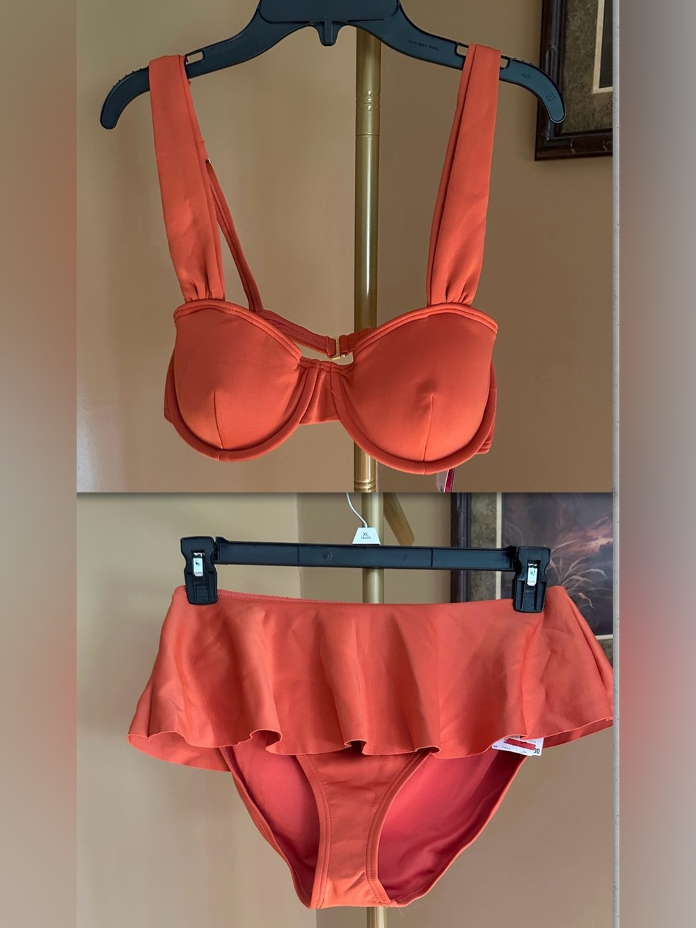Vince Camuto Cinnabar Color Ruffle Two-Piece Bikini